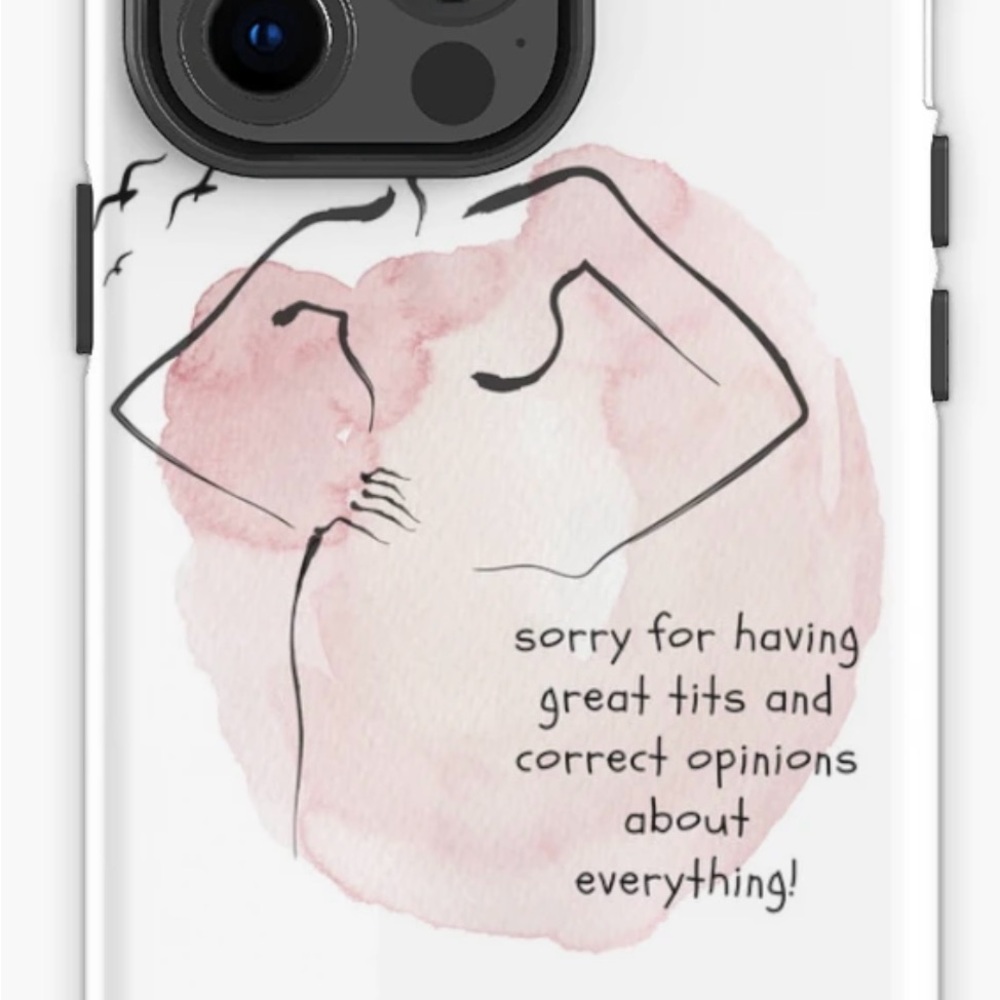 NWT iPhone 13 Pro Max Case with Pink and Black Design (adult humor)